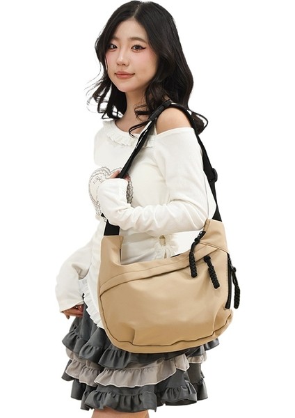 Sonbahar ve Kış Moda Banliyö Koltuk Altı Çanta Çok Yönlü Naylon Kumaş Omuz Çapraz Çanta Kadınlar Kalp Şeklinde Japon Rahat Hamur Mantı Çanta (Yurt Dışından)