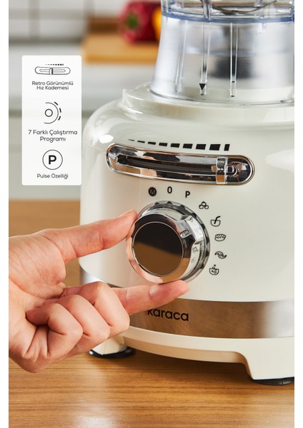 Bej Retro Çok Fonksiyonlu Mutfak Robotu, Pratik ve Şık Tasarım modelleri