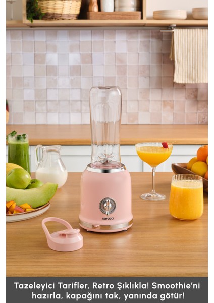 Şirin Pembe Kişisel Smoothie Blender, Pratik ve Şık Tasarım