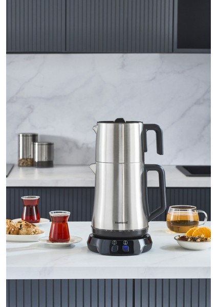 Şık Inox Siyah Konuşan Çay Makinesi Royaltea Elegant 1775H