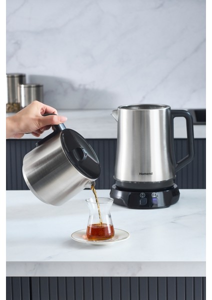 Şık Inox Siyah Konuşan Çay Makinesi Royaltea Elegant 1775H indirimleri