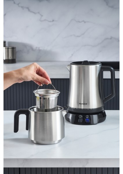 Şık Inox Siyah Konuşan Çay Makinesi Royaltea Elegant 1775H