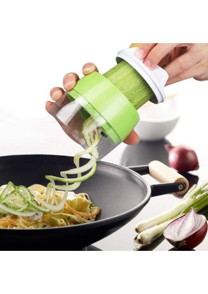 3'ü 1 Arada El Tipi Ayarlanabilir Spiral Sebze Kompakt ve Temiz Karışıklık Yok Güvenlik Kaymaz Spiral Patates Havuç Mutfak Aleti (Yurt Dışından)