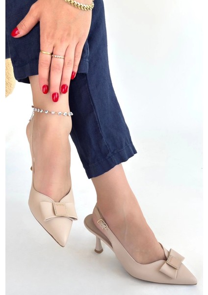 Leyya Bej Cilt Topuklu Ayakkabı fiyatları