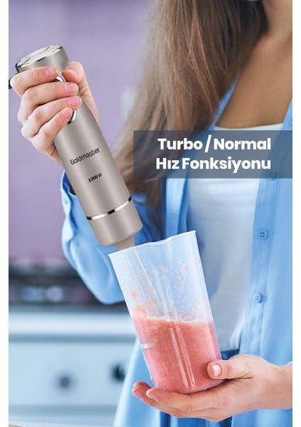 Paslanmaz Çelik 1000W El Blender, 4 Bıçak, Sessiz, 2 Kademeli, Gri fiyatları