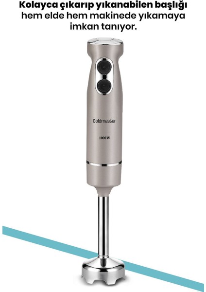 Paslanmaz Çelik 1000W El Blender, 4 Bıçak, Sessiz, 2 Kademeli, Gri indirimleri