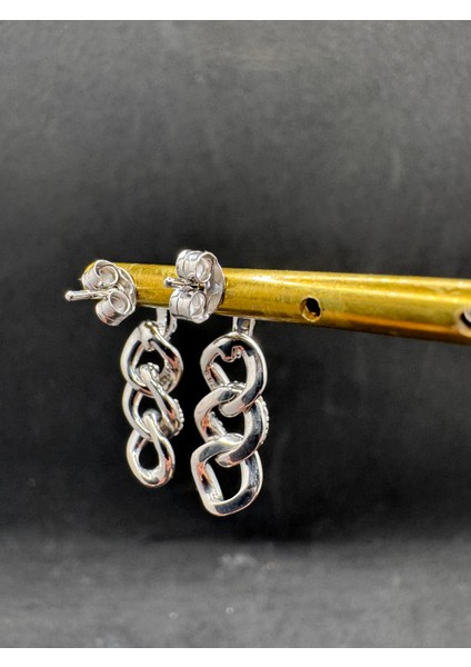 Taşlı Üçlü Gurmet Model Gümüş Küpe modelleri