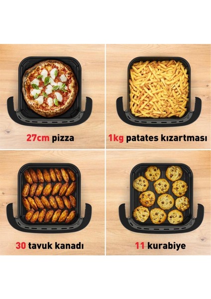 Geniş ve Kompakt Hava Fritözü, 2200W, 4l, Siyah Renk, Kolay Kullanım