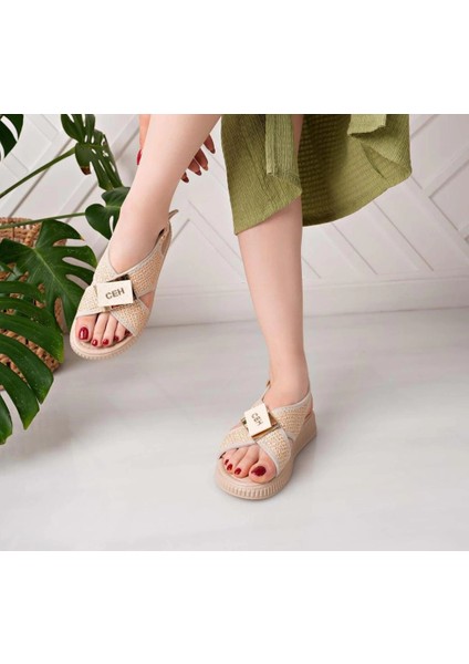 Cate Bej Hasır Cilt Sandalet fiyatları