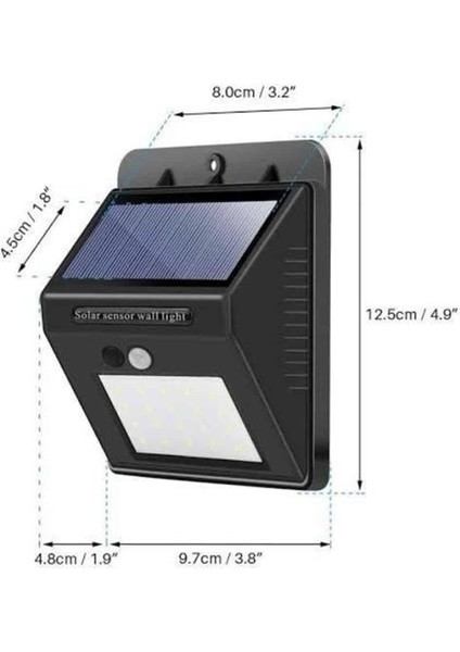 Bahçe Aydınlatma Sensörlü Güneş Enerjili Duvar Lambası 40 LED Işık indirimleri