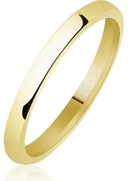 2 mm Düz Bombeli Gold Gümüş Alyans