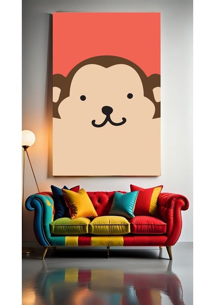Çocuk Odası Kreş Tatlı Maymun Ev Duvar Salon Güzellik Salonu Ofis Dükkan Dekarasyon Kanvas Tablo