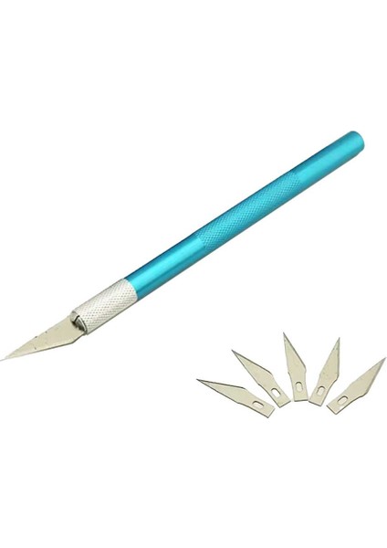 Renkli Kretuar Bıçağı Ucu Sivri Hobi Maket Bıçağı 5 Uç Yedekli - 1 Adet fiyatları