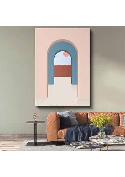 Kemerli Geçit - Pastel Tonlar ve Geometrik Formlar Kanvas Tablo