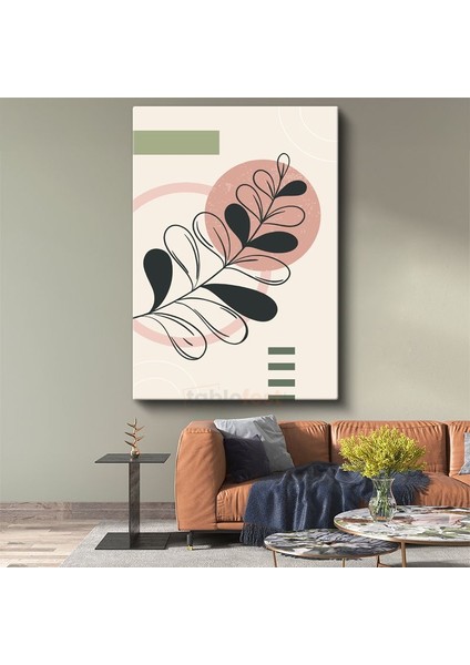 Botanik Harmoni - Minimalist Yaprak Deseni Kanvas Tablo