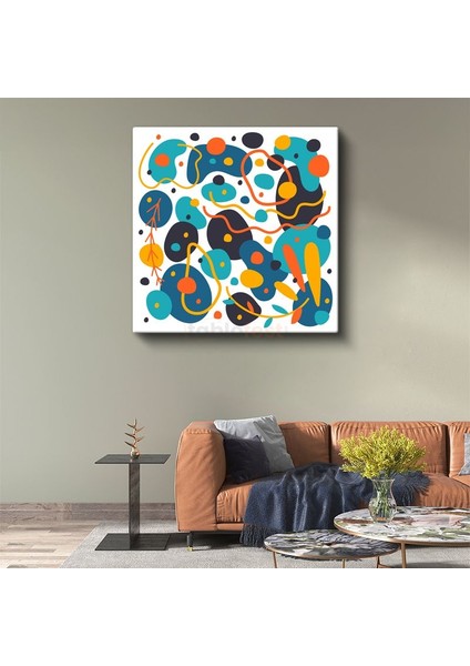 Okyanus Dalgaları - Dinamik Mavi Turuncu Soyut Desen Kanvas Tablo