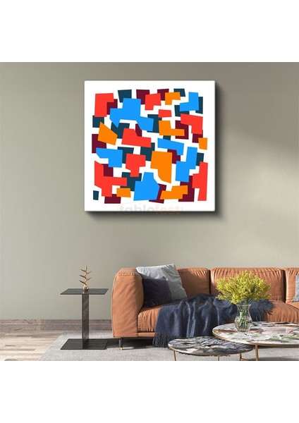 Geometrik Denge - Minimalist Renkli Bloklar Soyut Kanvas Tablo