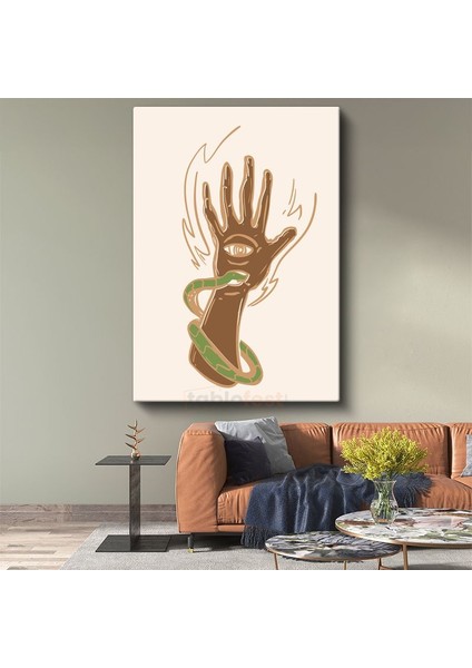 Mistik El - Yılan ve Göz Sembolü Kanvas Tablo