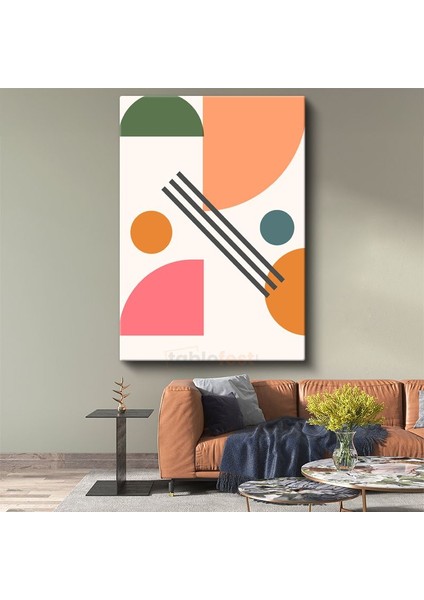 Renkli Diyalog - Minimalist Geometrik Kompozisyon Kanvas Tablo