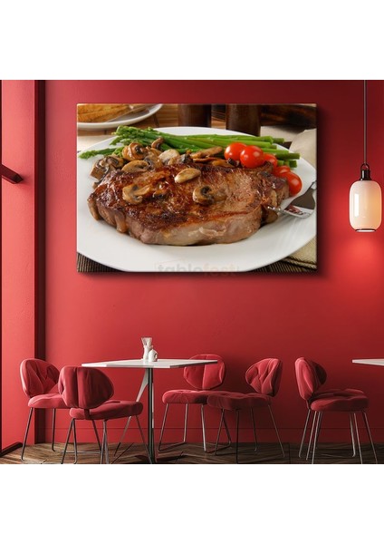 Leziz Biftek - Mantar Soslu Et Kanvas Tablo