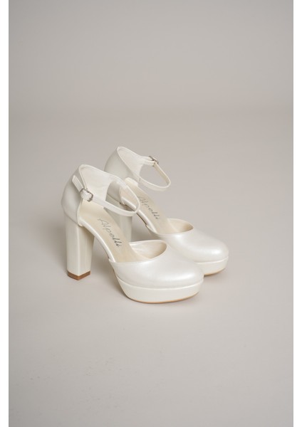 Sedef Bilekten Bağlamalı Burnu Kapalı Koşma Garantili Platform Topuklu Gelin Ayakkabısı fırsatları