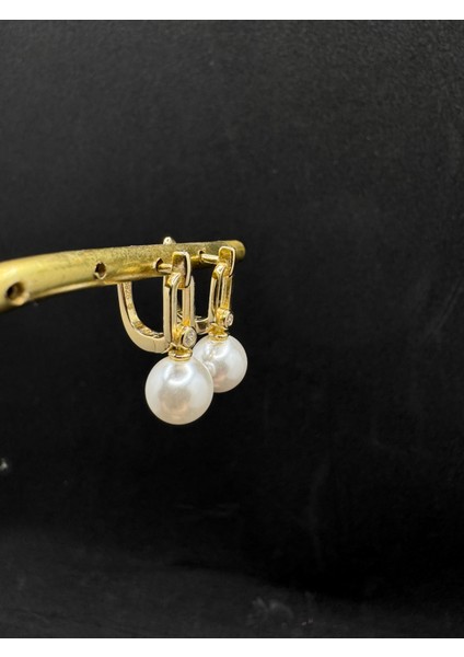 Tek Taşlı Gold Inci Gümüş Küpe fiyatları