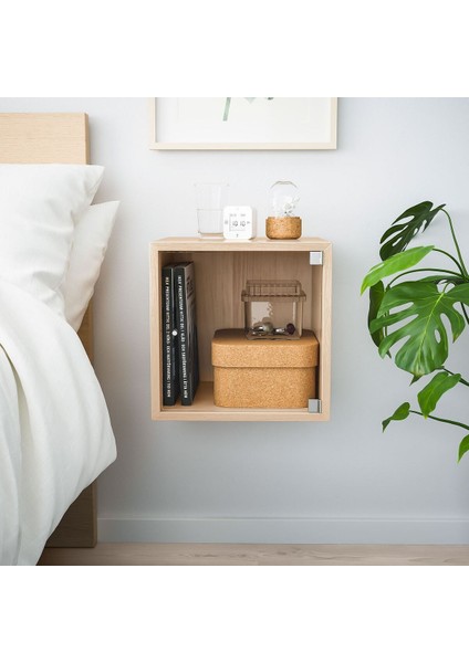 Duvar Dolabı Ünitesi, Ağartılmış Meşe Görünümlü, 35X35X35 Cm, Cam Kapaklı fiyatları