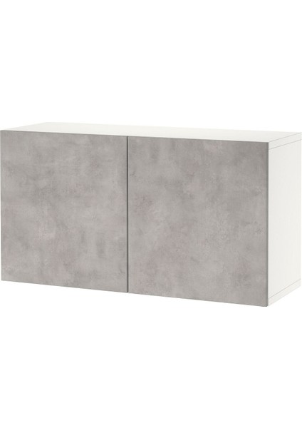 Duvar Dolabı, Beyaz-Açık Gri Taş Görünümlü, 120X42X64 Cm, Kallvıken