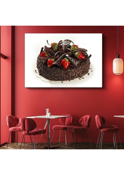 Çikolata Rüyası - Çileklerle Taçlandırılmış Pasta Kanvas Tablo