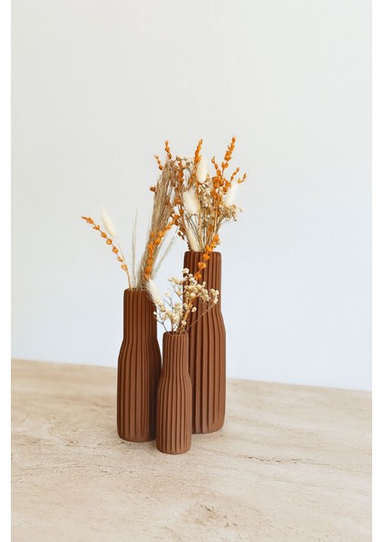 Üçlü Paris Vazo Set (Kuru Bitki Hediyeli)