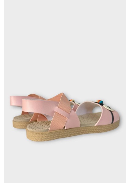 Lastikli Boncuk Detaylı Günlük Kadın Sandalet Pudra - Siyah indirimleri