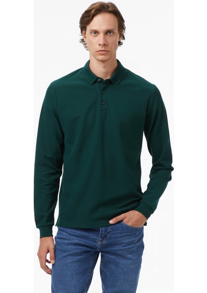 Erkek Yeşil Classic Fit Uzun Kollu Polo Yaka T-Shirt K57351T.3KF