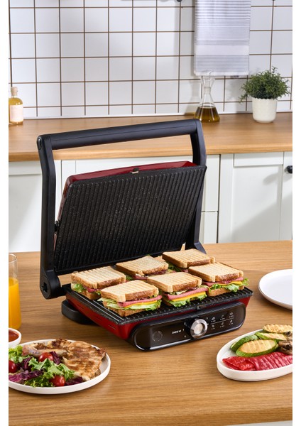 Kırmızı 2400W Izgara ve Tost Makinesi ile Lezzetli Atıştırmalıklar Hazırlayın modelleri