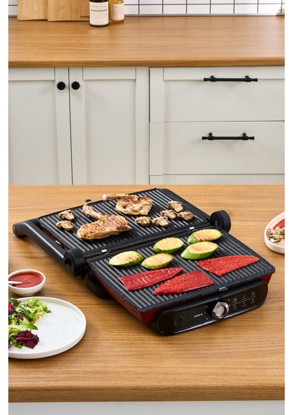 Kırmızı 2400W Izgara ve Tost Makinesi ile Lezzetli Atıştırmalıklar Hazırlayın fırsatları