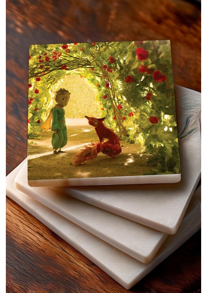 Sarı Taş Bardak Altlığı 4'lü Set 10X10CM Masaüstü Koruyucu modelleri