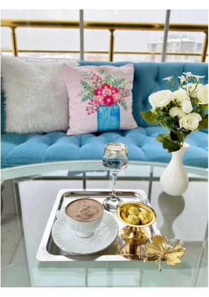 6'lı Lüx Kare Kelebekli Titanyum Kaplama Sunum Tepsisi, Çay Kahve Ikramlik fiyatları