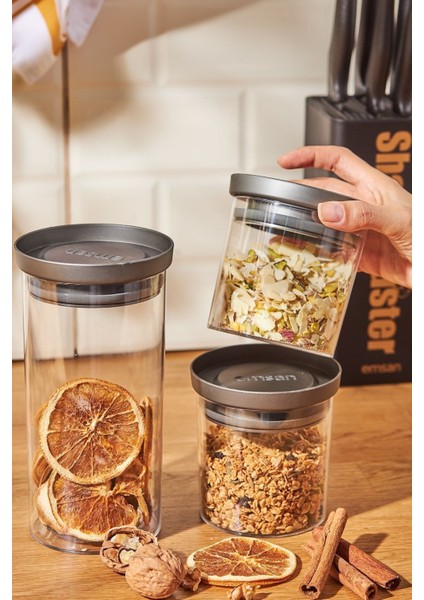 3'lü Küçük Gri Saklama Kabı Seti, Pratik ve Şık Mutfak Düzeni Sağlar fiyatları