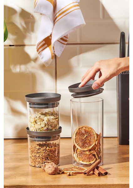 3'lü Küçük Gri Saklama Kabı Seti, Pratik ve Şık Mutfak Düzeni Sağlar modelleri
