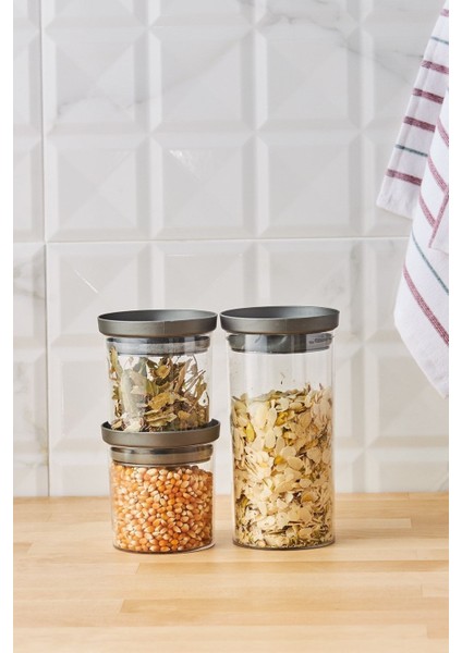 3'lü Küçük Gri Saklama Kabı Seti, Pratik ve Şık Mutfak Düzeni Sağlar indirimleri
