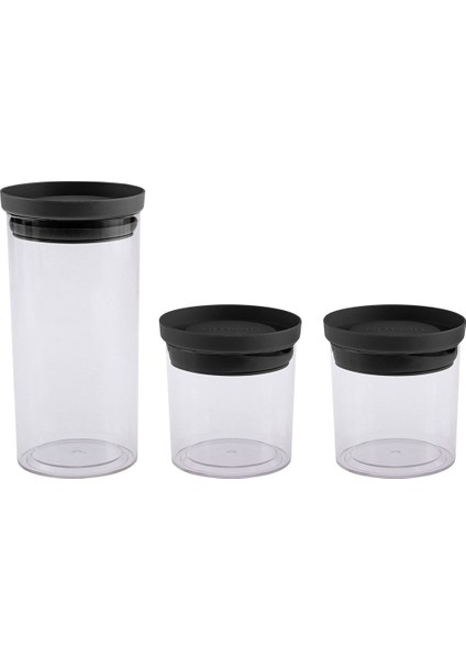 3'lü Küçük Gri Saklama Kabı Seti, Pratik ve Şık Mutfak Düzeni Sağlar