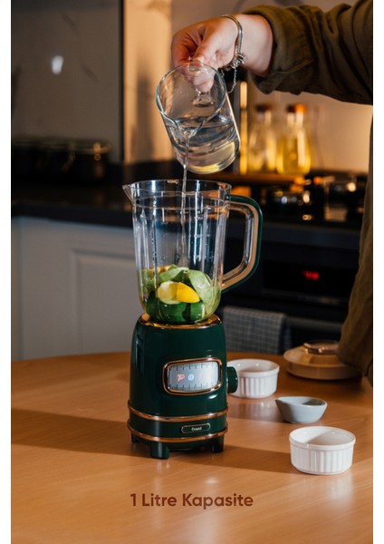Yeşil Kişisel Blender Seti Öğütücülü Smoothie Şişeli 1 Litre Retroblend fiyatları