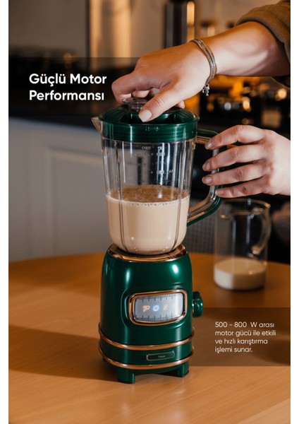 Yeşil Kişisel Blender Seti Öğütücülü Smoothie Şişeli 1 Litre Retroblend indirimleri