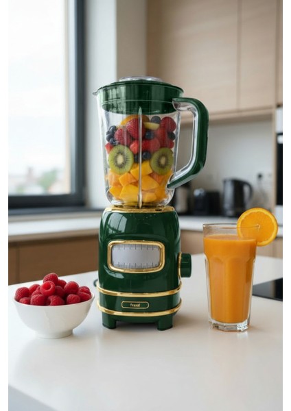 Yeşil Kişisel Blender Seti Öğütücülü Smoothie Şişeli 1 Litre Retroblend