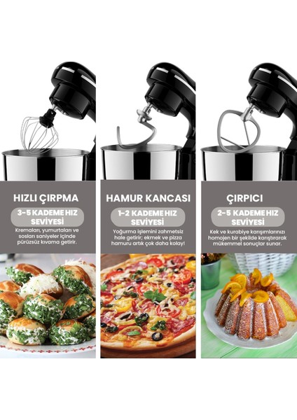 1500W 5.2l Stand Mikser, 10 Kademe Hız, Hamur Yoğurma ve Karıştırma Özellikli fiyatları