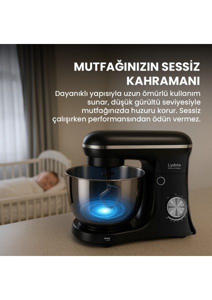 1500W 5.2l Stand Mikser, 10 Kademe Hız, Hamur Yoğurma ve Karıştırma Özellikli