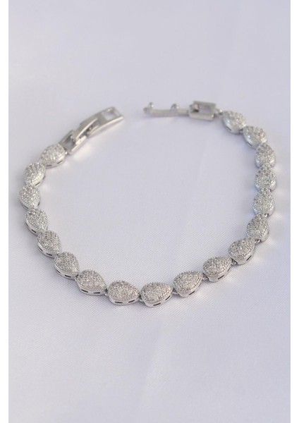 Vip Seri Pirinç Zirkon Taşlı Gümüş Renk Damla Model Bileklik fiyatları