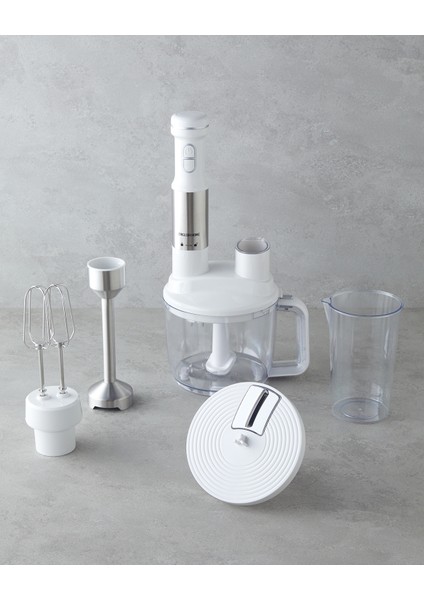 4 Bıçaklı Çok Amaçlı Blender Seti 1500W Beyaz-Krom fiyatları
