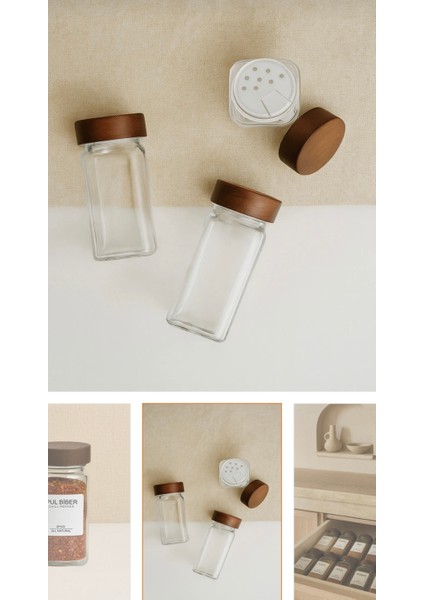 12'li Koyu Bambu Kapaklı Baharatlık Seti, Şık ve Kullanışlı Baharat Saklama Çözümü modelleri