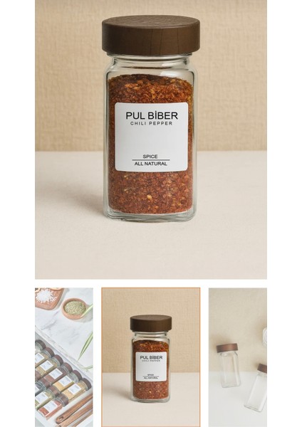 Koyu Bambu Kapaklı Baharatlık Takımı, 12 Adet, Şık ve Kullanışlı Mutfak Düzeni Sağlar. fiyatları