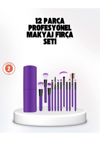 Kusursuz Makyaj Için 12 Parça Profesyonel Fırça Seti Taşınabilir Kutu Hediyeli
